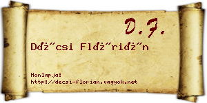 Décsi Flórián névjegykártya